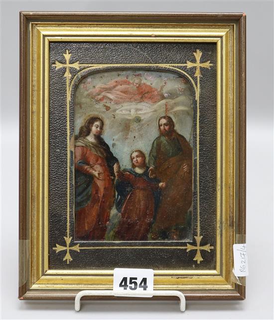 A 19th century Italian School, oil on copper, Religious scene 13 x 9cm.